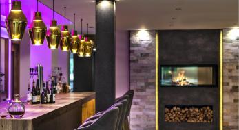 Bar with a fireplace