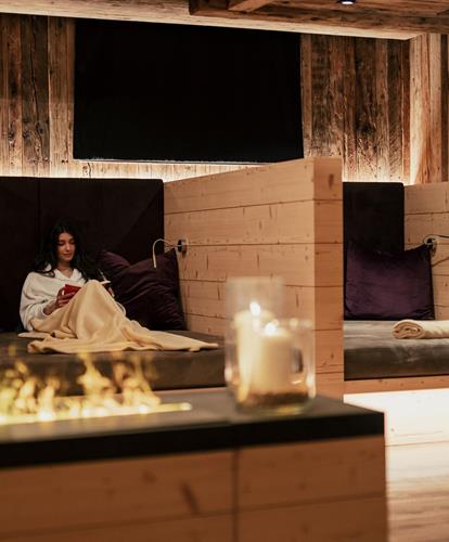 A woman in the relaxation room