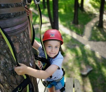 A child at the Skytrek Adventure Park